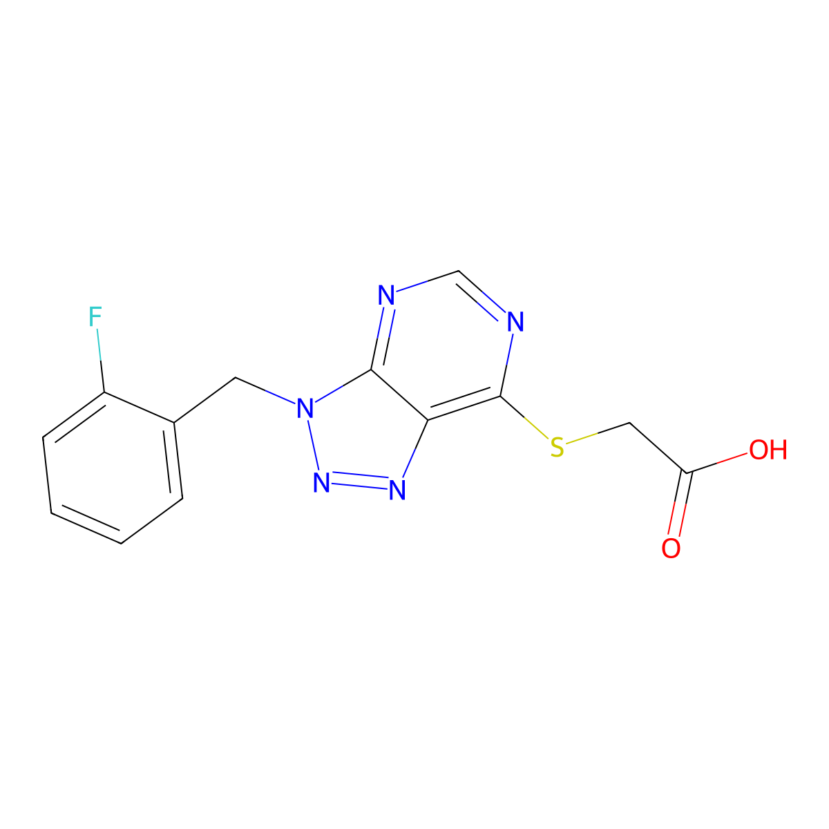 2-((3-(2-fluorobenzyl)-3H-[1,2,3]triazolo[4,5-d]pyrimidin-7-yl)thio)acetic acid molecular structure, CAS 863459-03-4