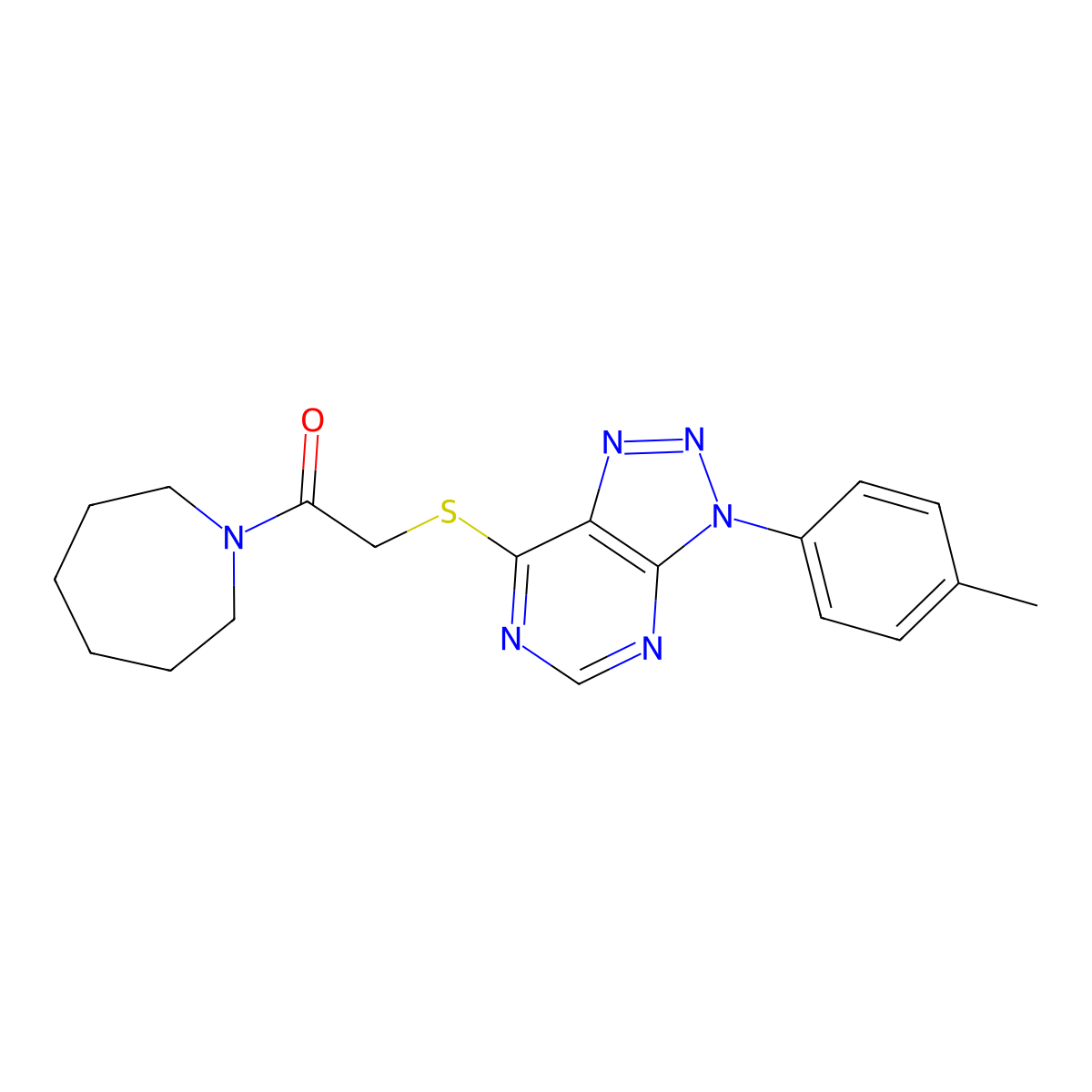 1-(azepan-1-yl)-2-((3-(p-tolyl)-3H-[1,2,3]triazolo[4,5-d]pyrimidin-7-yl)thio)ethanone molecular structure, CAS 863459-07-8