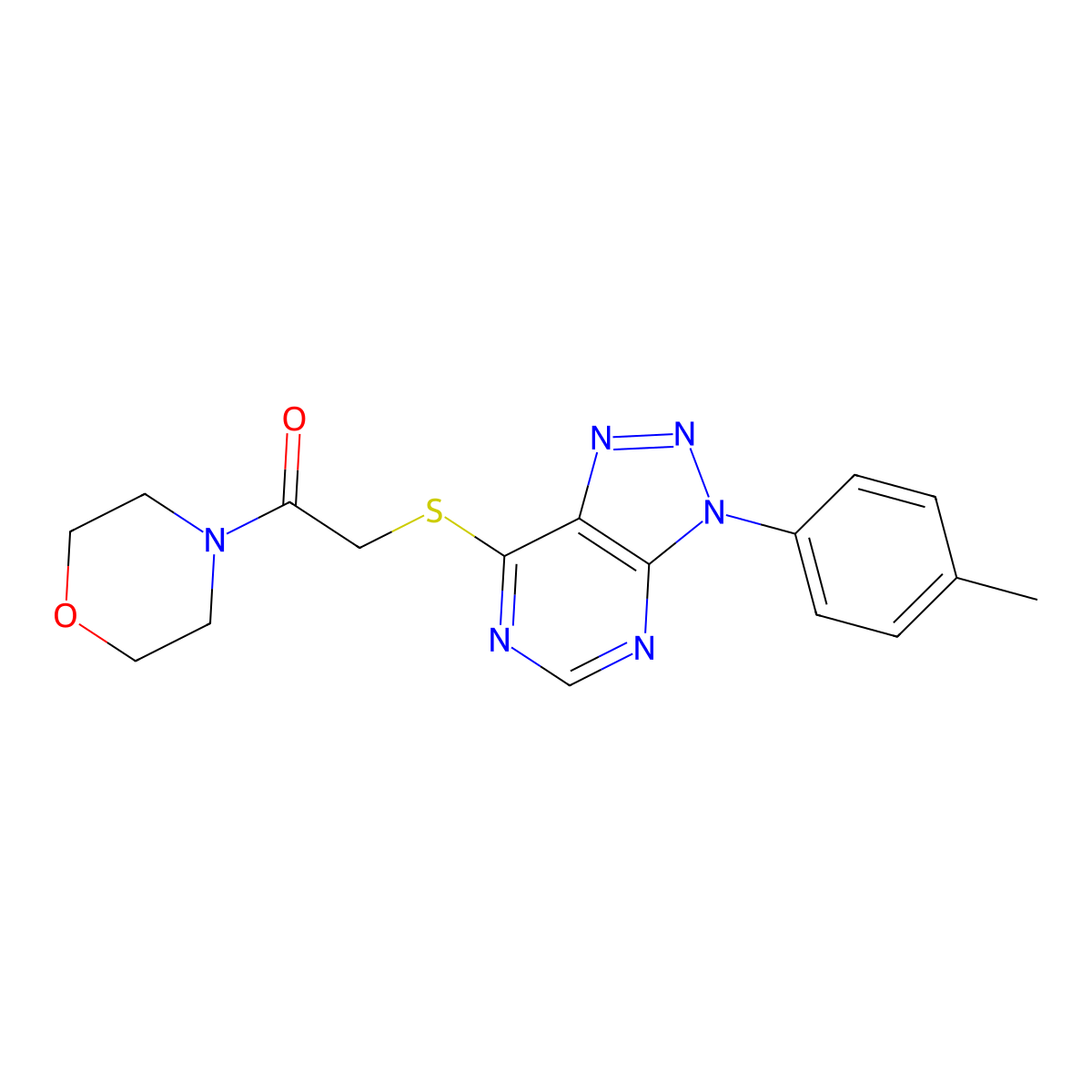 1-morpholino-2-((3-(p-tolyl)-3H-[1,2,3]triazolo[4,5-d]pyrimidin-7-yl)thio)ethanone molecular structure, CAS 863459-08-9