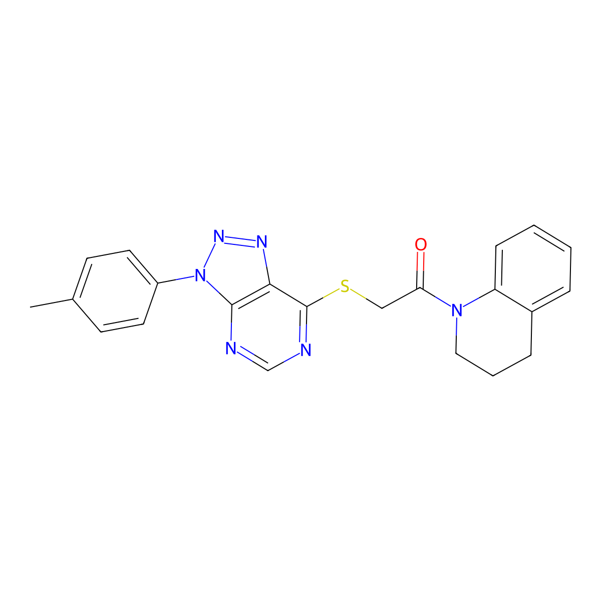 1-(3,4-dihydroquinolin-1(2H)-yl)-2-((3-(p-tolyl)-3H-[1,2,3]triazolo[4,5-d]pyrimidin-7-yl)thio)ethanone molecular structure, CAS 863459-13-6