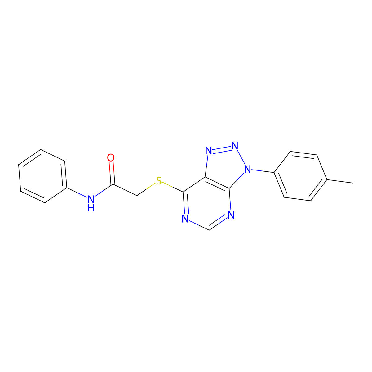 N-phenyl-2-((3-(p-tolyl)-3H-[1,2,3]triazolo[4,5-d]pyrimidin-7-yl)thio)acetamide molecular structure, CAS 863459-15-8