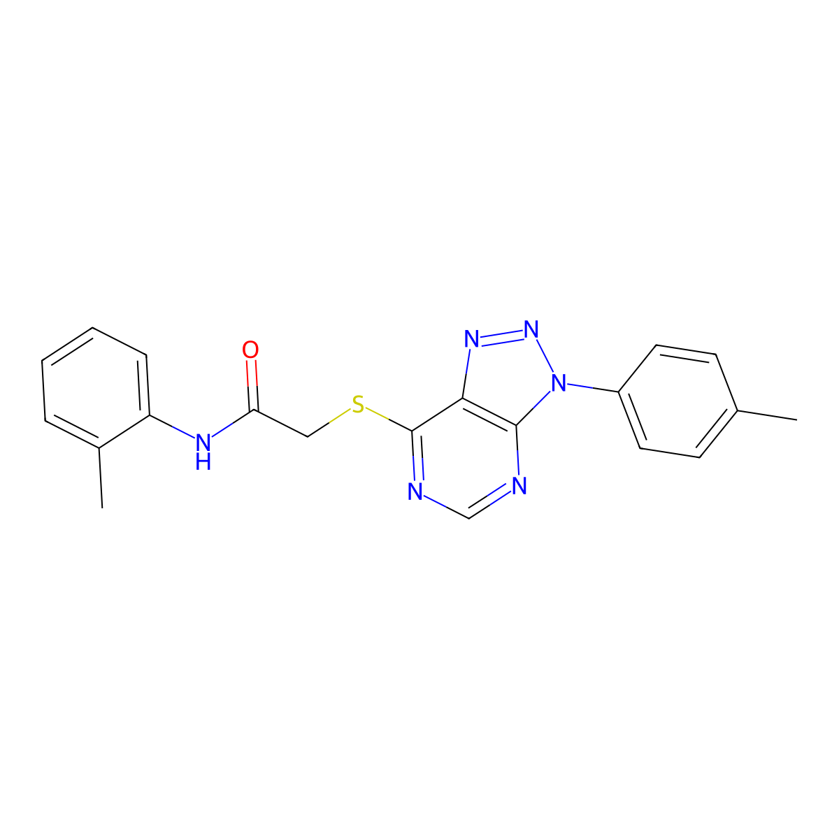 N-(o-tolyl)-2-((3-(p-tolyl)-3H-[1,2,3]triazolo[4,5-d]pyrimidin-7-yl)thio)acetamide molecular structure, CAS 863459-16-9