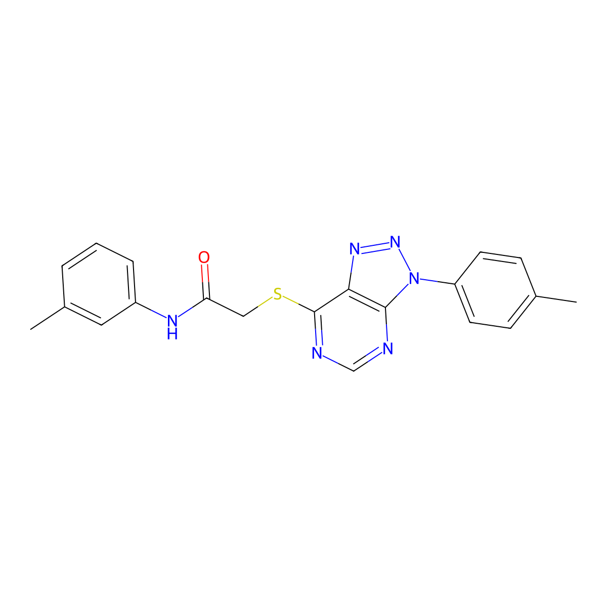 N-(m-tolyl)-2-((3-(p-tolyl)-3H-[1,2,3]triazolo[4,5-d]pyrimidin-7-yl)thio)acetamide molecular structure, CAS 863459-17-0