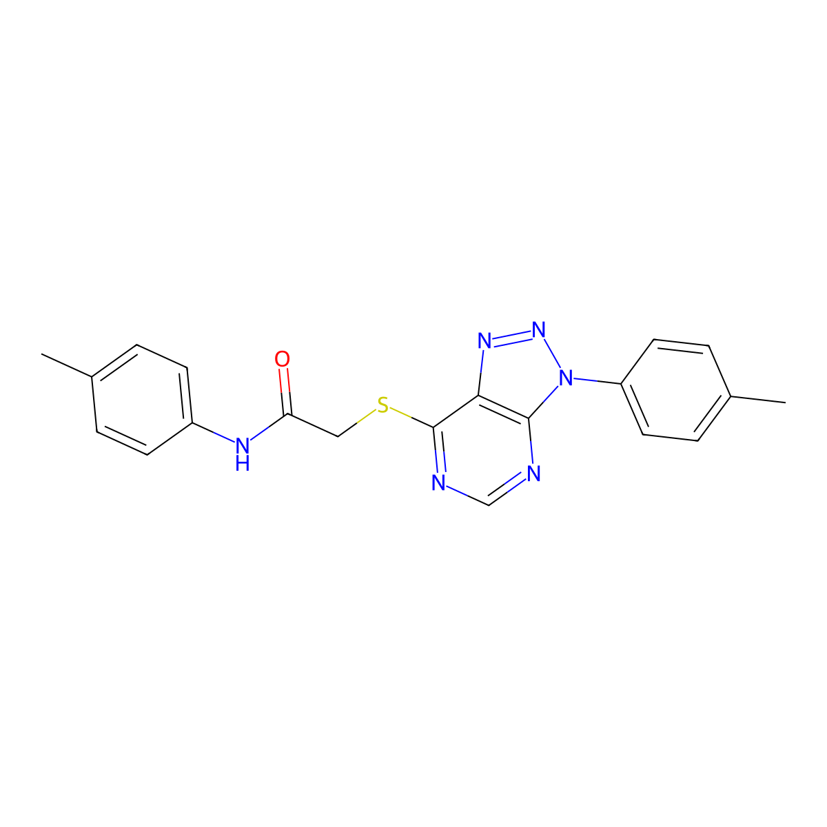 N-(4-methylphenyl)-2-[3-(4-methylphenyl)triazolo[4,5-d]pyrimidin-7-yl]sulfanylacetamide molecular structure, CAS 863459-18-1
