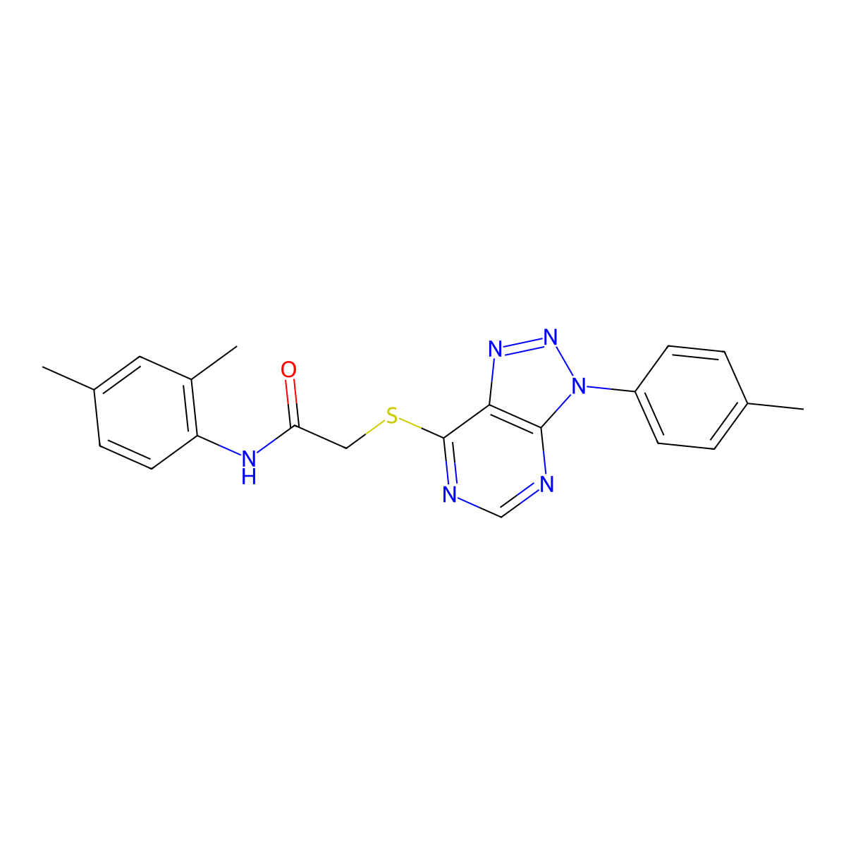 N-(2,4-dimethylphenyl)-2-((3-(p-tolyl)-3H-[1,2,3]triazolo[4,5-d]pyrimidin-7-yl)thio)acetamide molecular structure, CAS 863459-21-6