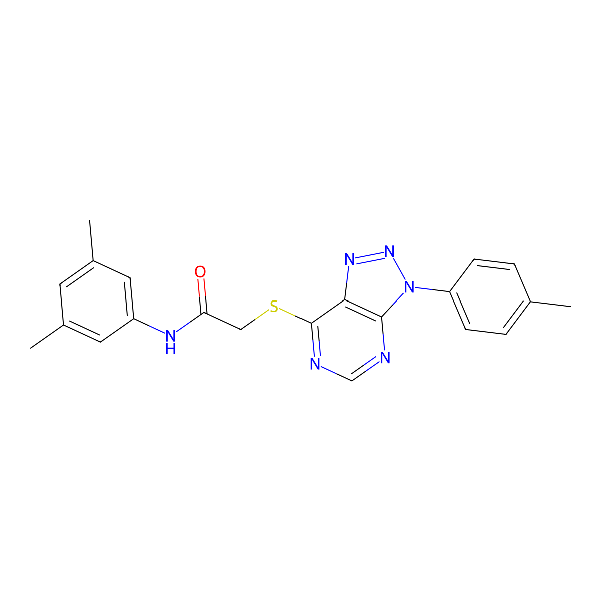 N-(3,5-dimethylphenyl)-2-((3-(p-tolyl)-3H-[1,2,3]triazolo[4,5-d]pyrimidin-7-yl)thio)acetamide molecular structure, CAS 863459-22-7