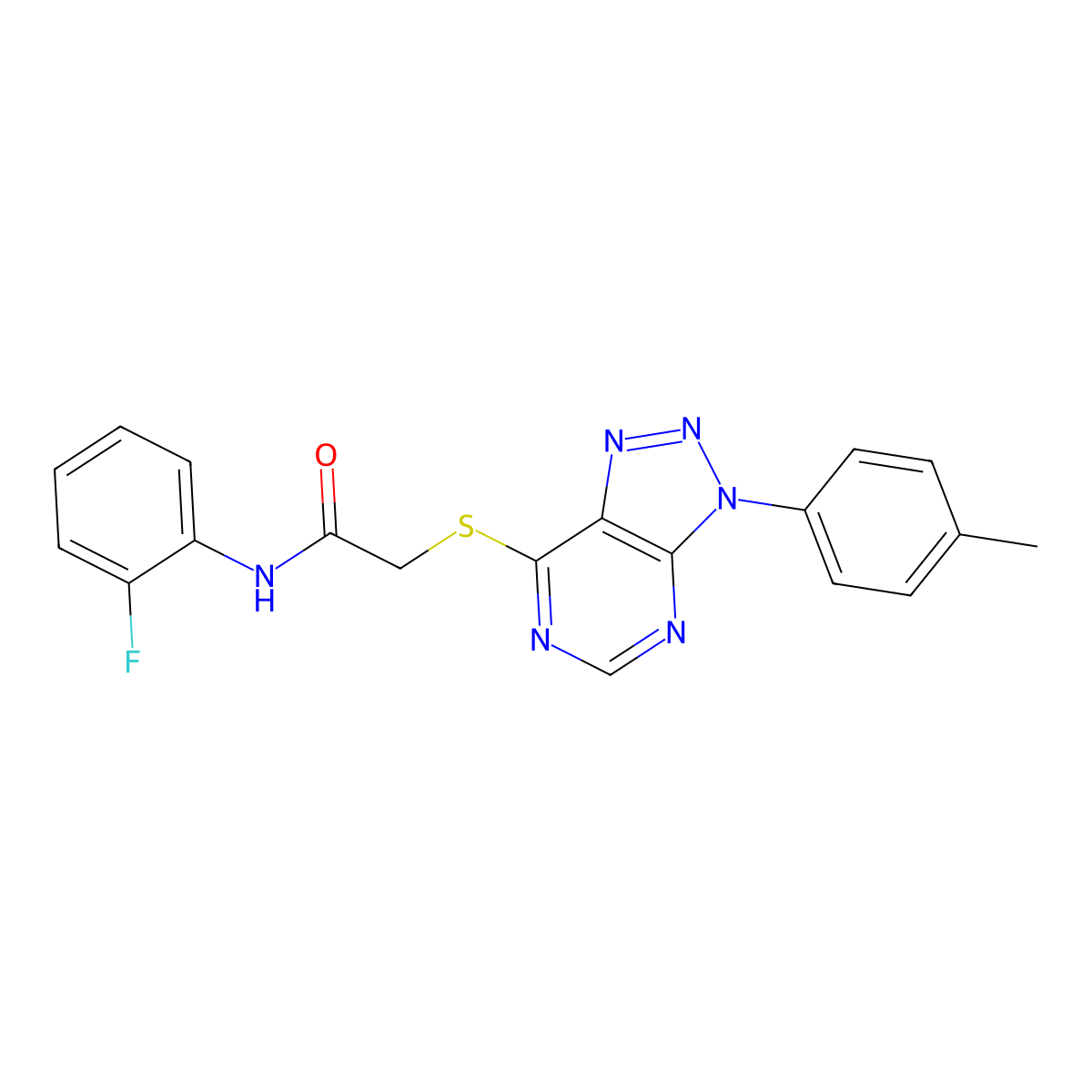 N-(2-fluorophenyl)-2-[3-(4-methylphenyl)triazolo[4,5-d]pyrimidin-7-yl]sulfanylacetamide molecular structure, CAS 863459-28-3