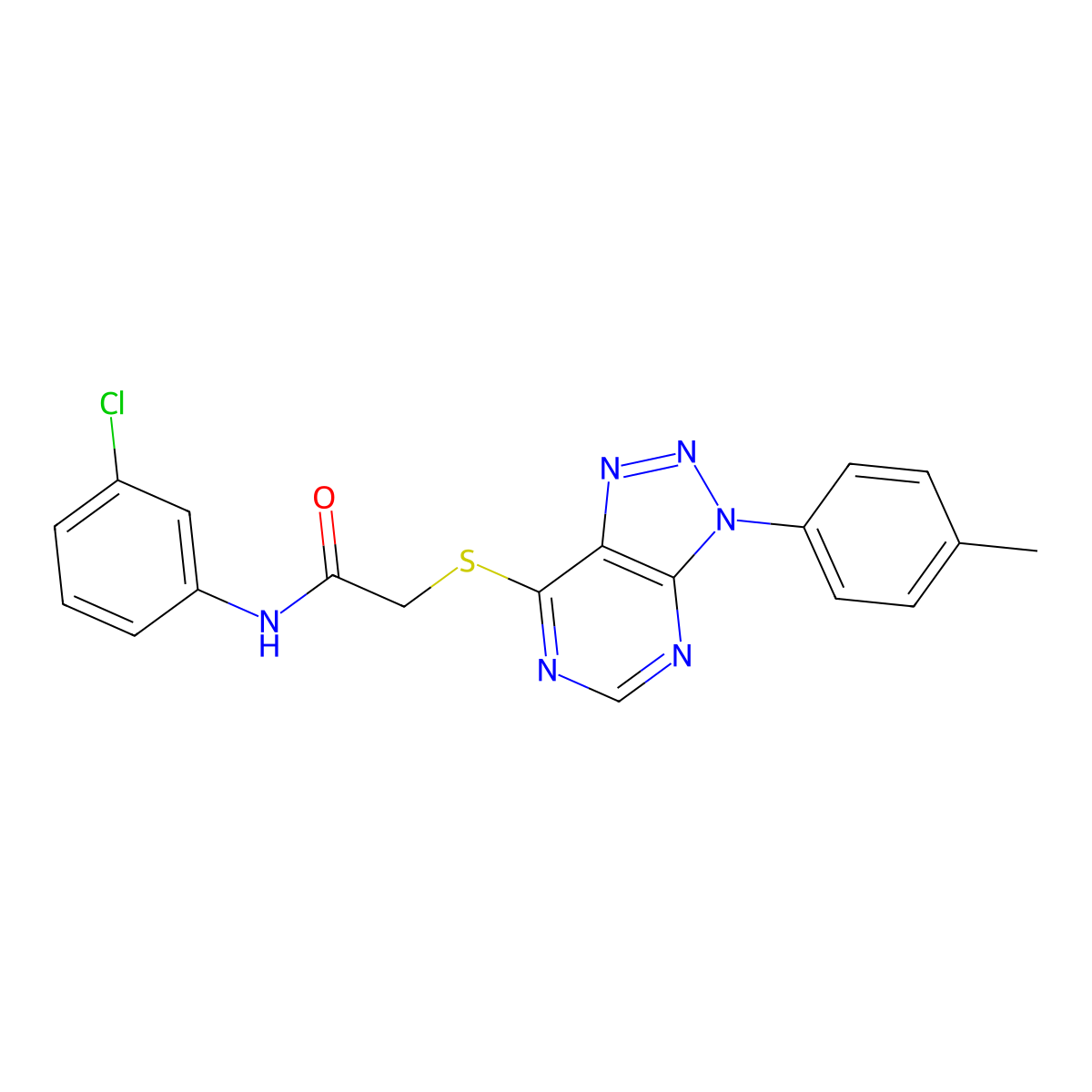 N-(3-chlorophenyl)-2-[3-(4-methylphenyl)triazolo[4,5-d]pyrimidin-7-yl]sulfanylacetamide molecular structure, CAS 863459-32-9