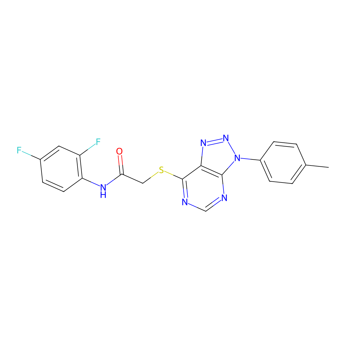 N-(2,4-difluorophenyl)-2-[3-(4-methylphenyl)triazolo[4,5-d]pyrimidin-7-yl]sulfanylacetamide molecular structure, CAS 863459-35-2