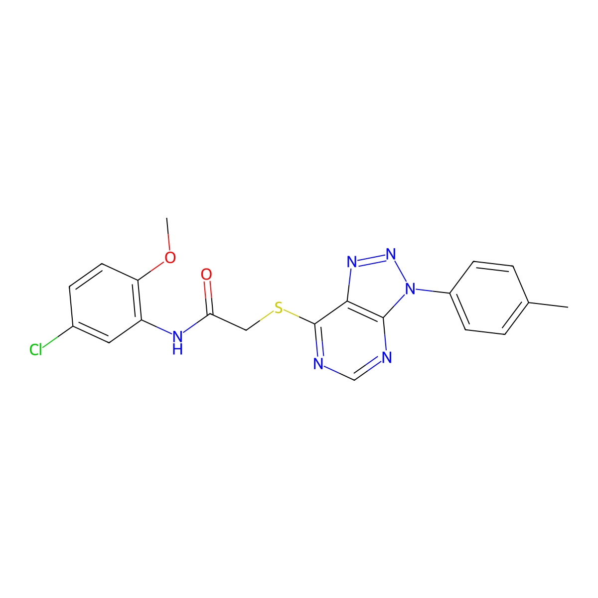N-(5-chloro-2-methoxyphenyl)-2-((3-(p-tolyl)-3H-[1,2,3]triazolo[4,5-d]pyrimidin-7-yl)thio)acetamide molecular structure, CAS 863459-37-4