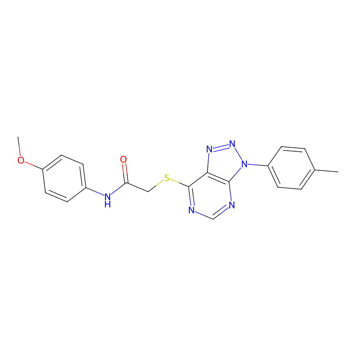N-(4-methoxyphenyl)-2-((3-(p-tolyl)-3H-[1,2,3]triazolo[4,5-d]pyrimidin-7-yl)thio)acetamide molecular structure, CAS 863459-40-9