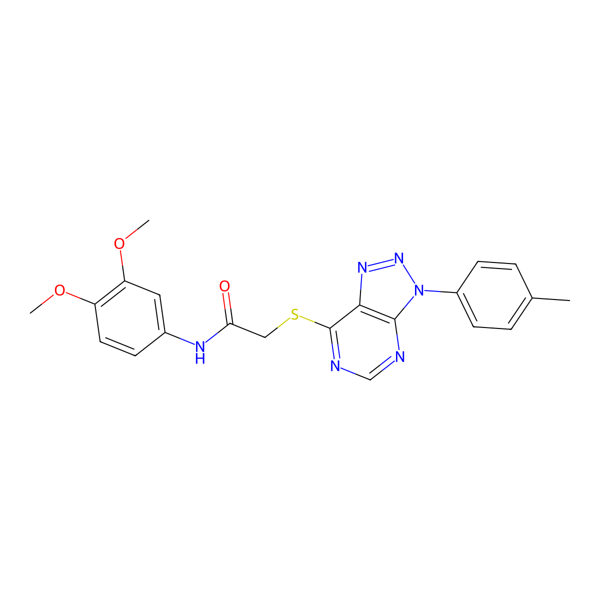 N-(3,4-dimethoxyphenyl)-2-((3-(p-tolyl)-3H-[1,2,3]triazolo[4,5-d]pyrimidin-7-yl)thio)acetamide molecular structure, CAS 863459-45-4