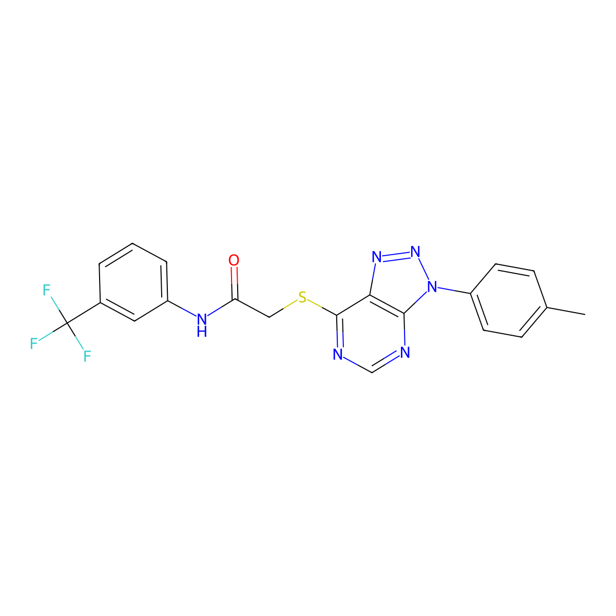 2-((3-(p-tolyl)-3H-[1,2,3]triazolo[4,5-d]pyrimidin-7-yl)thio)-N-(3-(trifluoromethyl)phenyl)acetamide molecular structure, CAS 863459-49-8