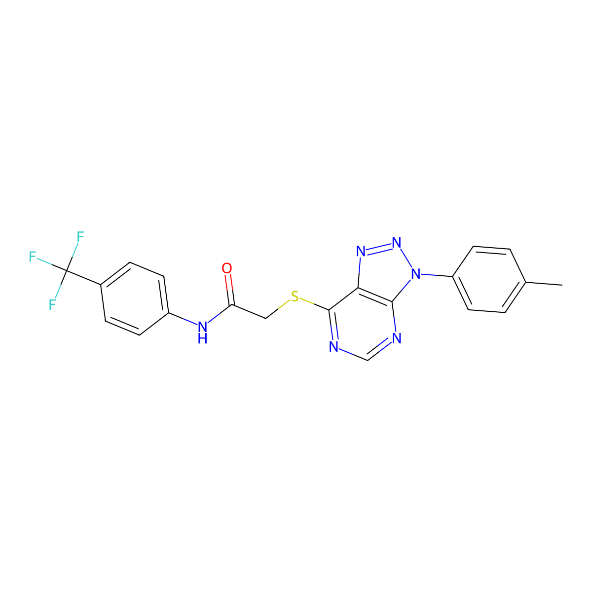 2-((3-(p-tolyl)-3H-[1,2,3]triazolo[4,5-d]pyrimidin-7-yl)thio)-N-(4-(trifluoromethyl)phenyl)acetamide molecular structure, CAS 863459-50-1