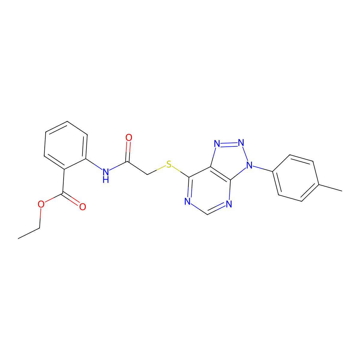 ethyl 2-(2-((3-(p-tolyl)-3H-[1,2,3]triazolo[4,5-d]pyrimidin-7-yl)thio)acetamido)benzoate molecular structure, CAS 863459-52-3