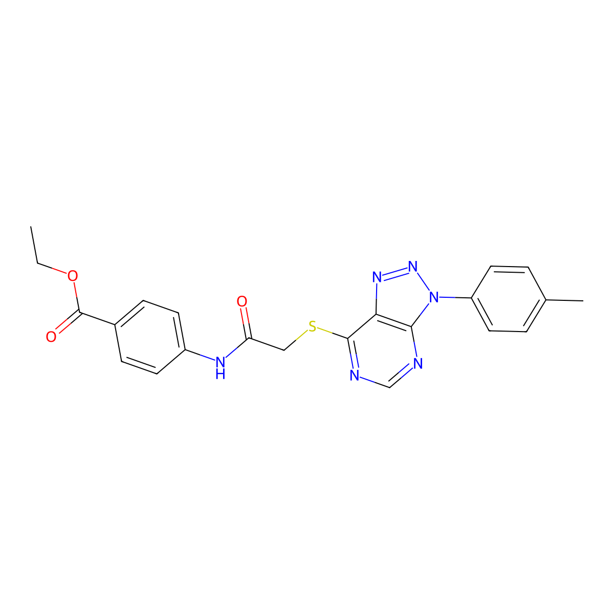ethyl 4-(2-((3-(p-tolyl)-3H-[1,2,3]triazolo[4,5-d]pyrimidin-7-yl)thio)acetamido)benzoate molecular structure, CAS 863459-53-4