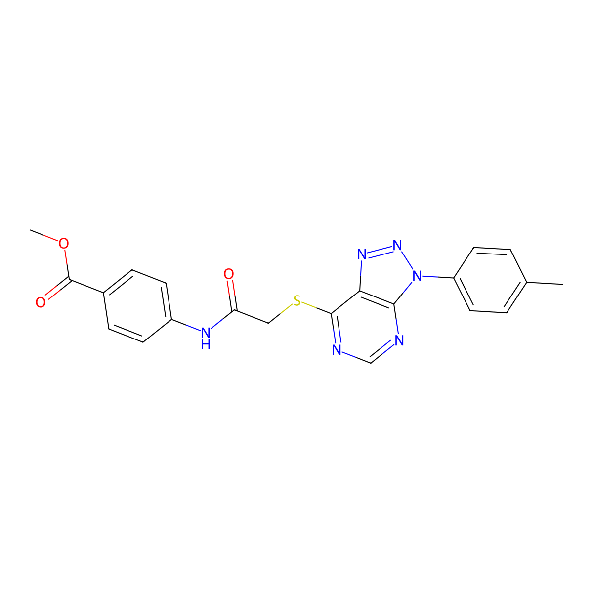 methyl 4-(2-((3-(p-tolyl)-3H-[1,2,3]triazolo[4,5-d]pyrimidin-7-yl)thio)acetamido)benzoate molecular structure, CAS 863459-54-5