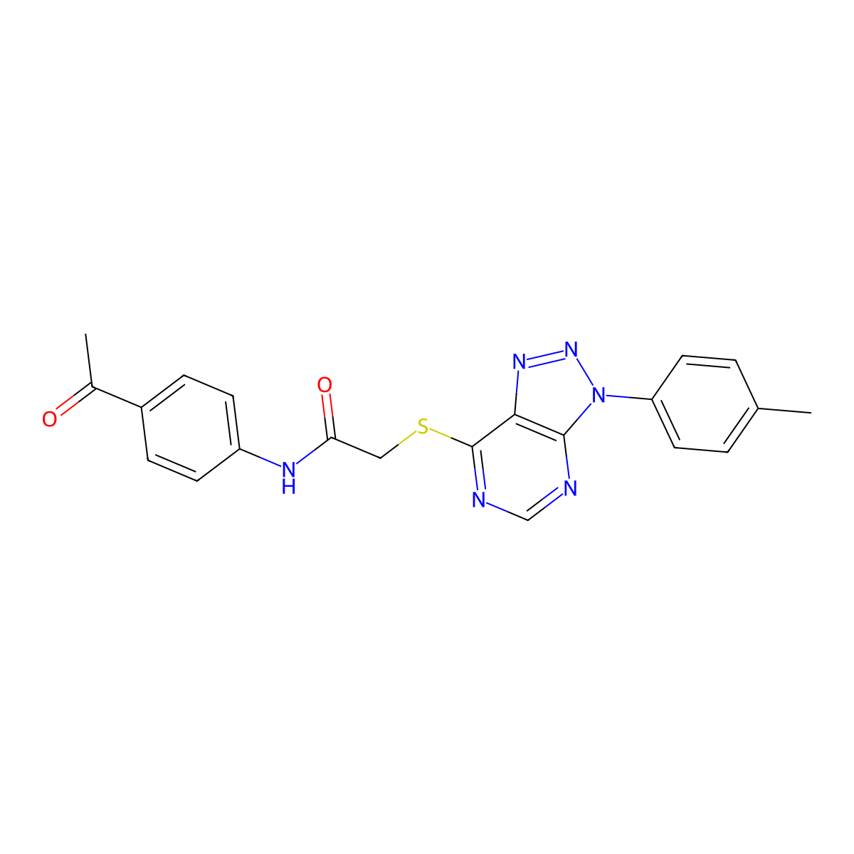 N-(4-acetylphenyl)-2-((3-(p-tolyl)-3H-[1,2,3]triazolo[4,5-d]pyrimidin-7-yl)thio)acetamide molecular structure, CAS 863459-55-6