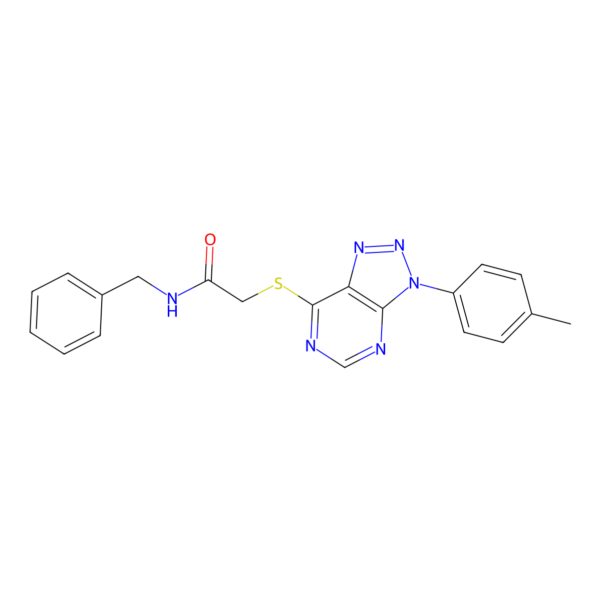 N-benzyl-2-((3-(p-tolyl)-3H-[1,2,3]triazolo[4,5-d]pyrimidin-7-yl)thio)acetamide molecular structure, CAS 863459-61-4