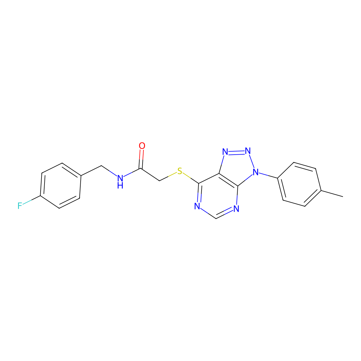 N-[(4-fluorophenyl)methyl]-2-[3-(4-methylphenyl)triazolo[4,5-d]pyrimidin-7-yl]sulfanylacetamide molecular structure, CAS 863459-62-5