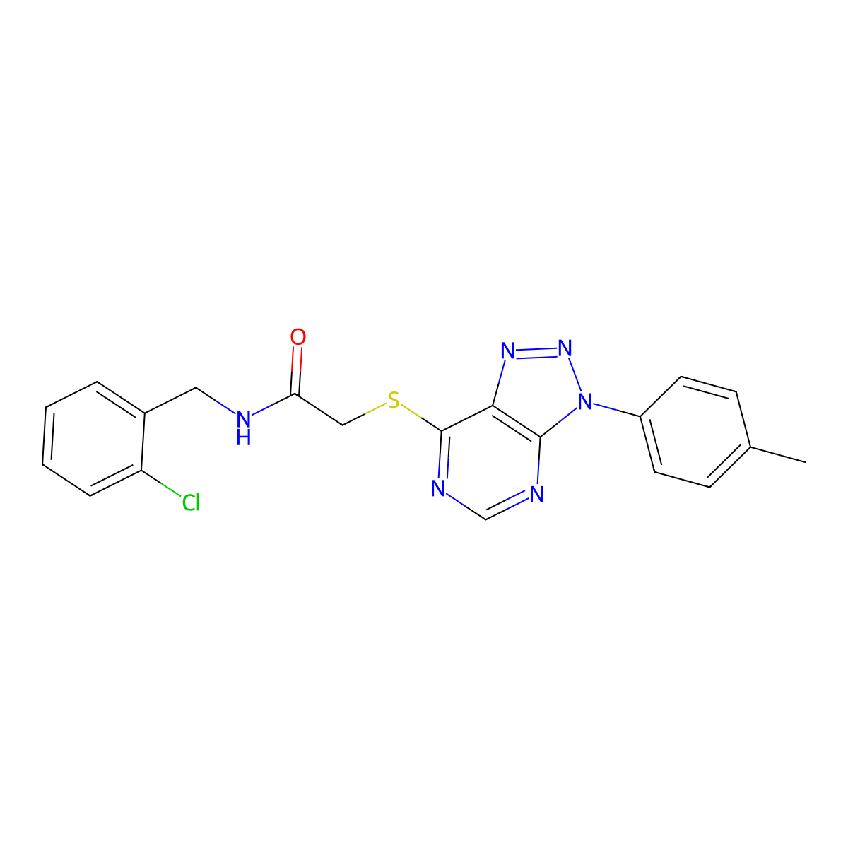 N-[(2-chlorophenyl)methyl]-2-[3-(4-methylphenyl)triazolo[4,5-d]pyrimidin-7-yl]sulfanylacetamide molecular structure, CAS 863459-64-7