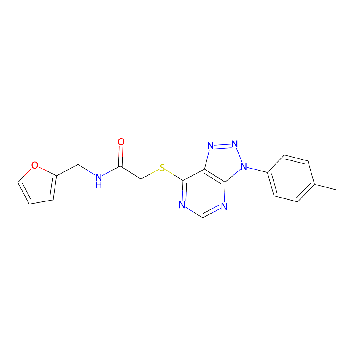 N-(furan-2-ylmethyl)-2-[3-(4-methylphenyl)triazolo[4,5-d]pyrimidin-7-yl]sulfanylacetamide molecular structure, CAS 863459-65-8