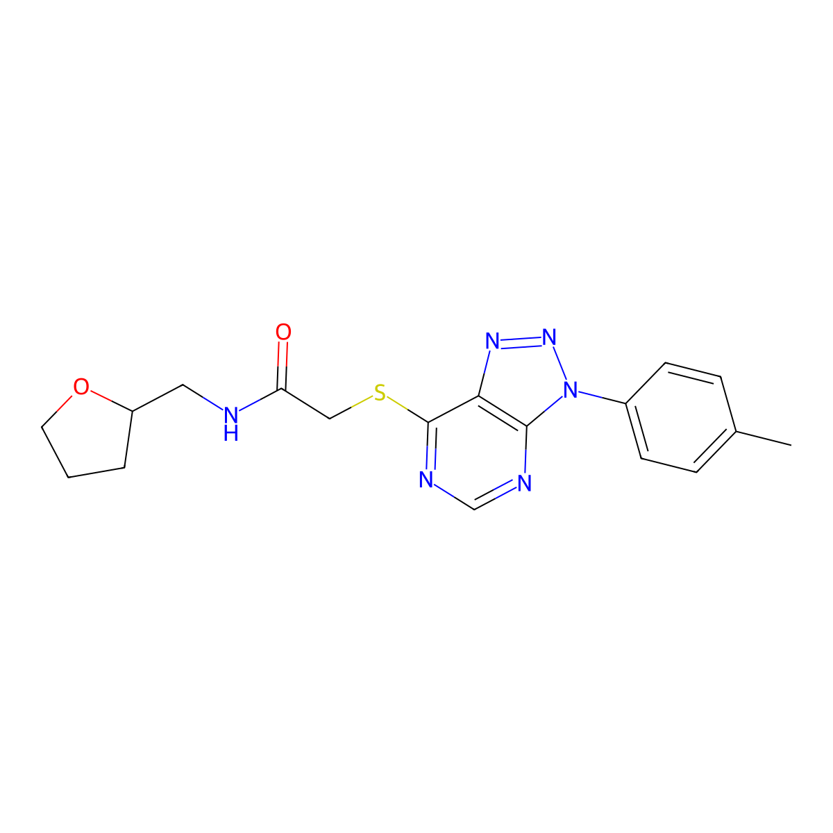 2-[3-(4-methylphenyl)triazolo[4,5-d]pyrimidin-7-yl]sulfanyl-N-(oxolan-2-ylmethyl)acetamide molecular structure, CAS 863459-66-9