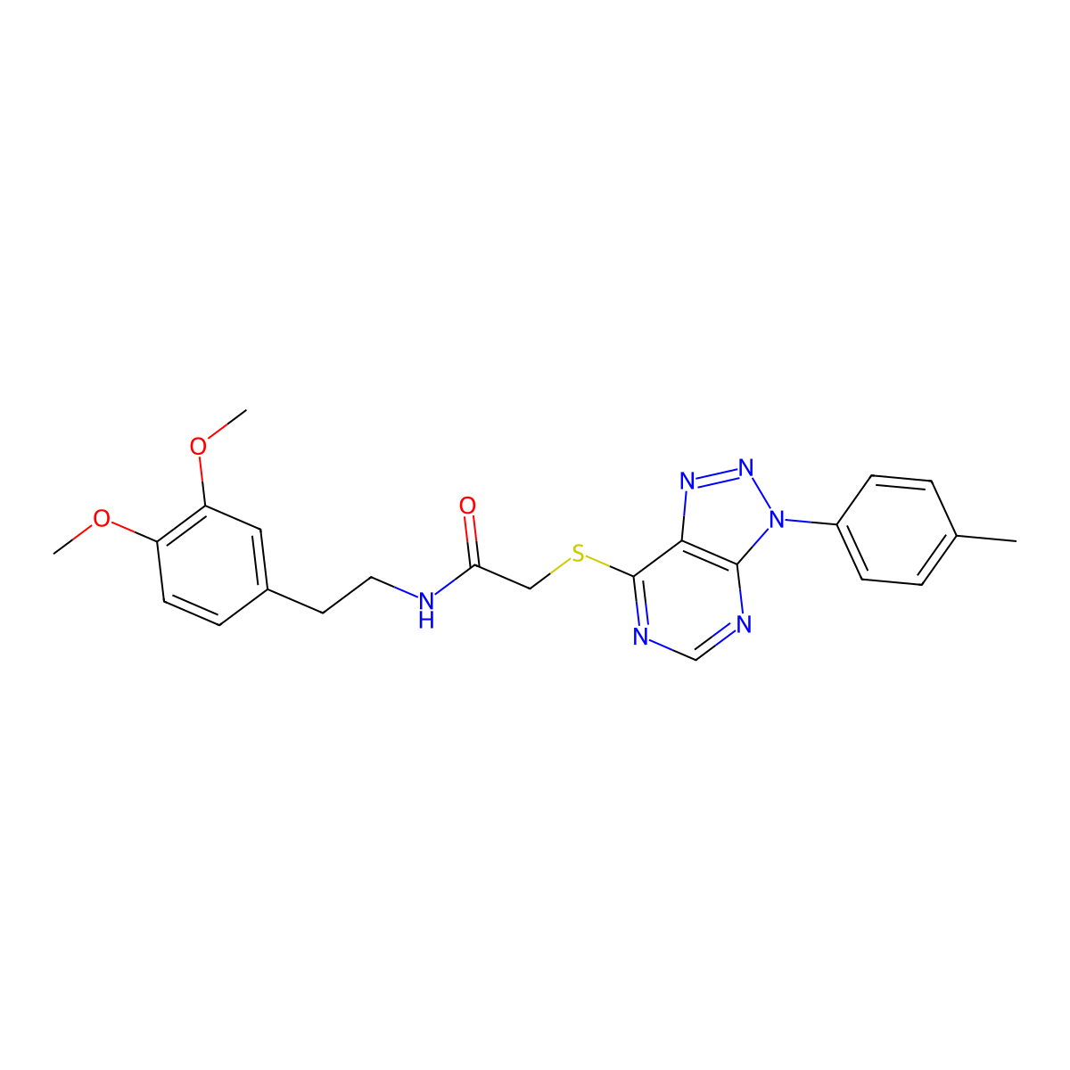 N-(3,4-dimethoxyphenethyl)-2-((3-(p-tolyl)-3H-[1,2,3]triazolo[4,5-d]pyrimidin-7-yl)thio)acetamide molecular structure, CAS 863459-68-1