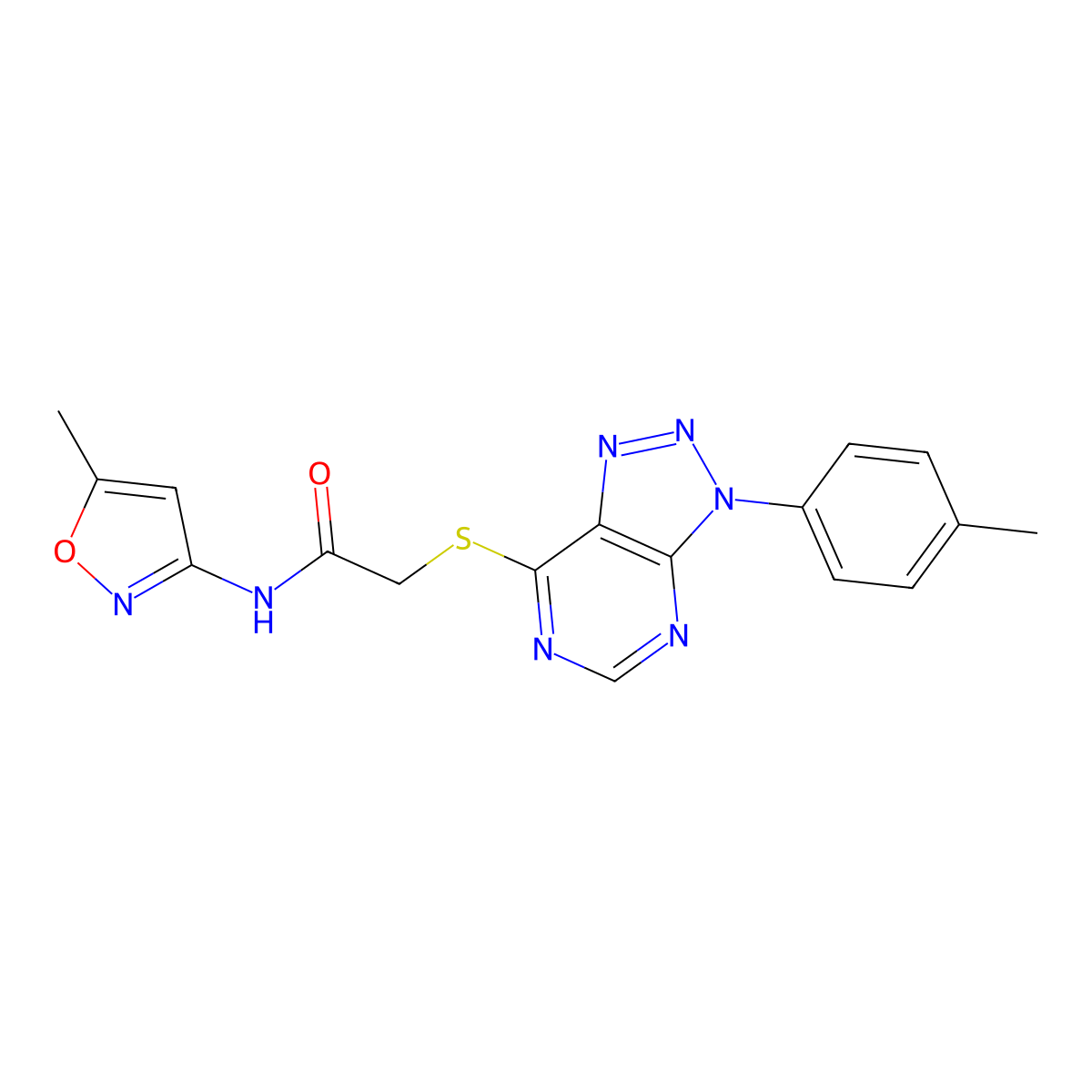 N-(5-methyl-1,2-oxazol-3-yl)-2-[3-(4-methylphenyl)triazolo[4,5-d]pyrimidin-7-yl]sulfanylacetamide molecular structure, CAS 863459-69-2