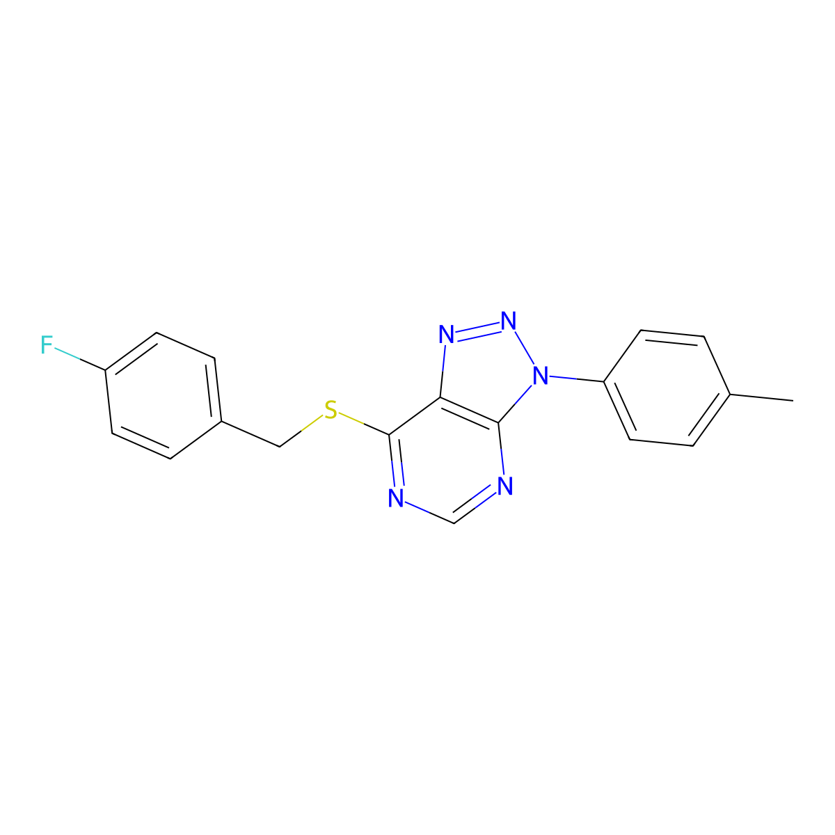 7-((4-fluorobenzyl)thio)-3-(p-tolyl)-3H-[1,2,3]triazolo[4,5-d]pyrimidine molecular structure, CAS 863459-72-7