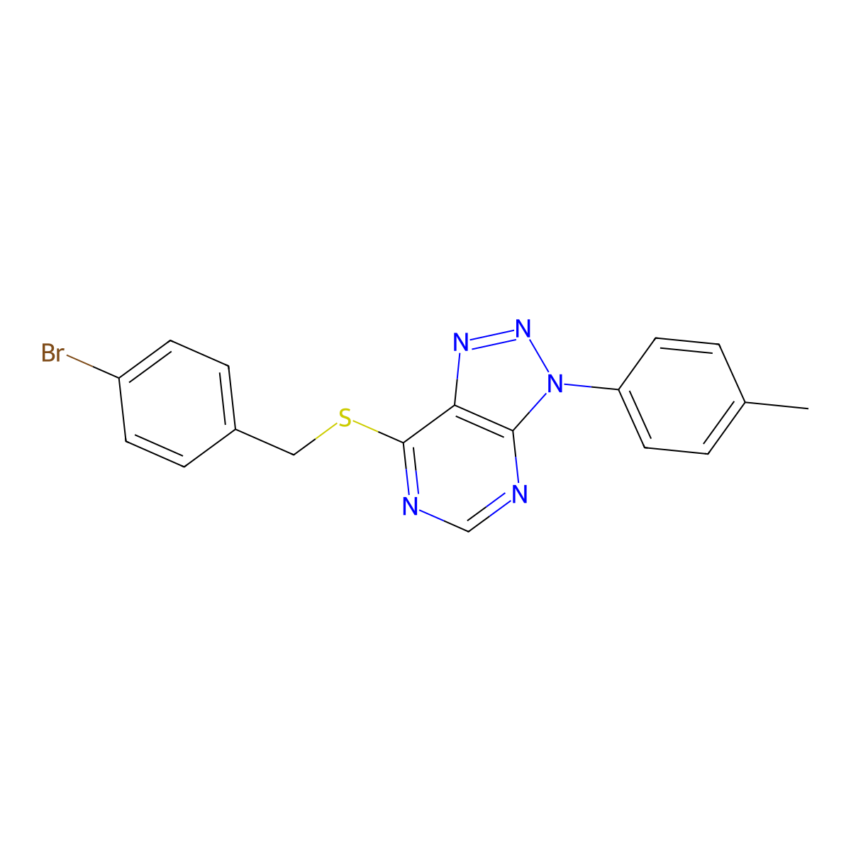 7-[(4-Bromophenyl)methylsulfanyl]-3-(4-methylphenyl)triazolo[4,5-d]pyrimidine molecular structure, CAS 863459-73-8