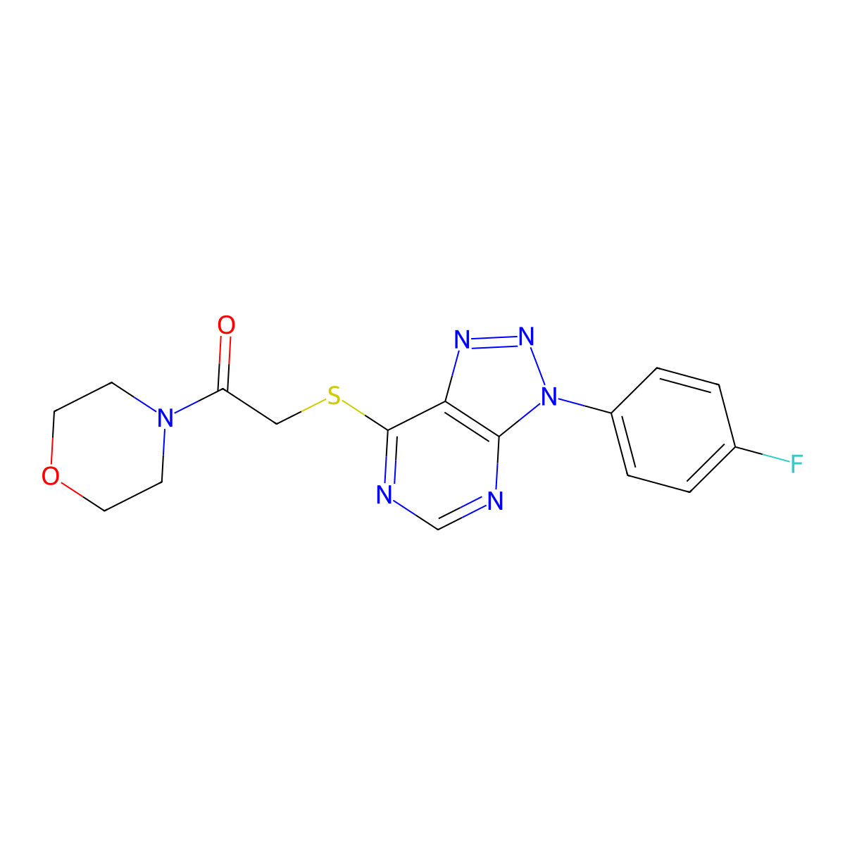 2-[3-(4-Fluorophenyl)triazolo[4,5-d]pyrimidin-7-yl]sulfanyl-1-morpholin-4-ylethanone molecular structure, CAS 863459-77-2