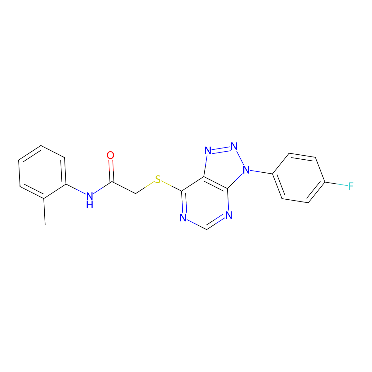2-((3-(4-fluorophenyl)-3H-[1,2,3]triazolo[4,5-d]pyrimidin-7-yl)thio)-N-(o-tolyl)acetamide molecular structure, CAS 863459-86-3