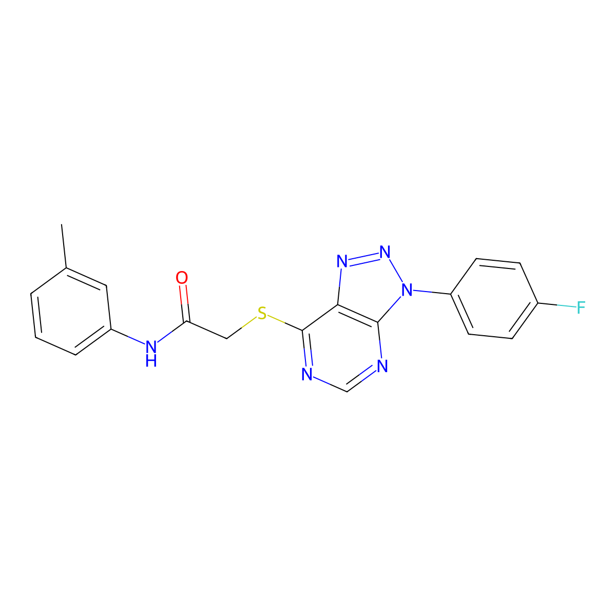 2-[3-(4-fluorophenyl)triazolo[4,5-d]pyrimidin-7-yl]sulfanyl-N-(3-methylphenyl)acetamide molecular structure, CAS 863459-87-4