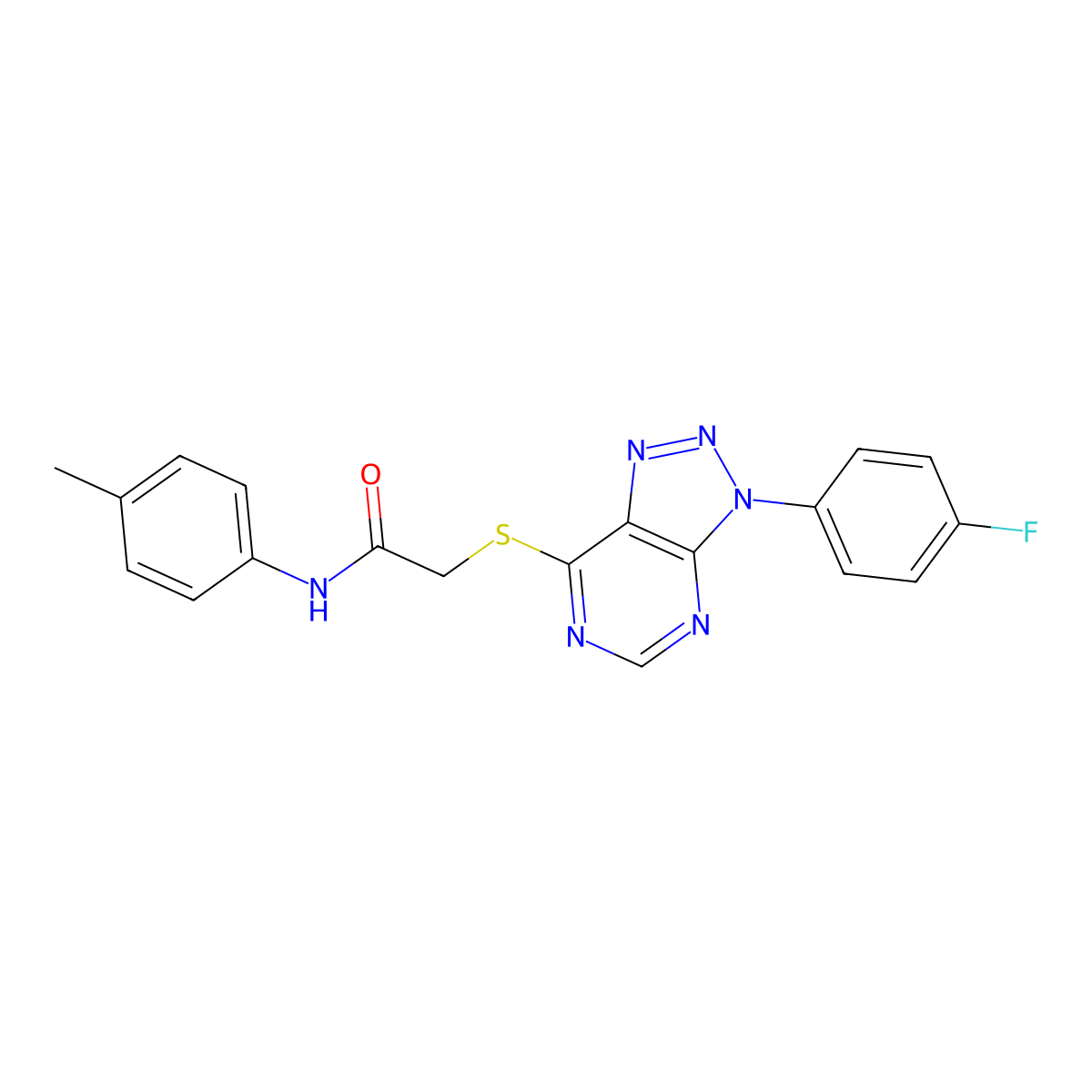 2-((3-(4-fluorophenyl)-3H-[1,2,3]triazolo[4,5-d]pyrimidin-7-yl)thio)-N-(p-tolyl)acetamide molecular structure, CAS 863459-88-5