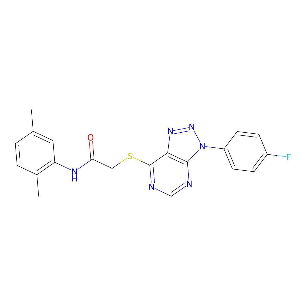 N-(2,5-dimethylphenyl)-2-((3-(4-fluorophenyl)-3H-[1,2,3]triazolo[4,5-d]pyrimidin-7-yl)thio)acetamide molecular structure, CAS 863459-90-9