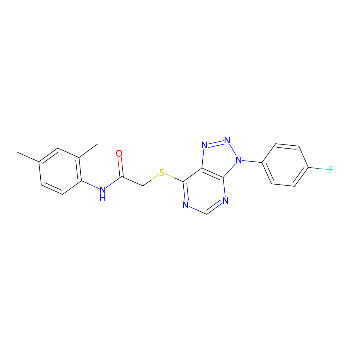 N-(2,4-dimethylphenyl)-2-((3-(4-fluorophenyl)-3H-[1,2,3]triazolo[4,5-d]pyrimidin-7-yl)thio)acetamide molecular structure, CAS 863459-91-0