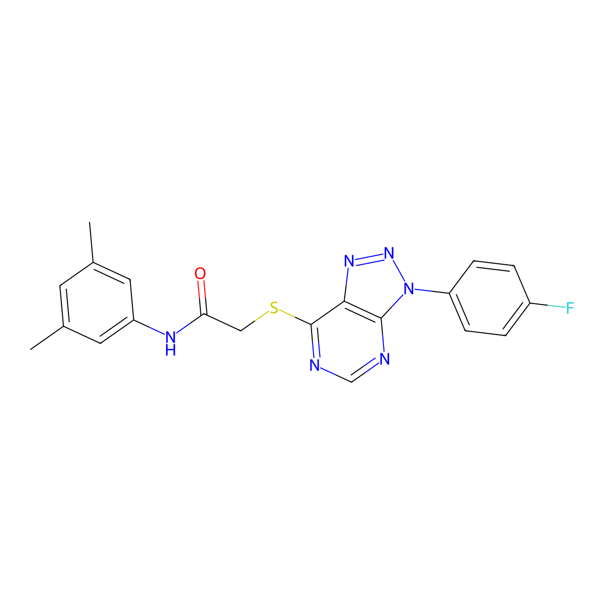 N-(3,5-dimethylphenyl)-2-[3-(4-fluorophenyl)triazolo[4,5-d]pyrimidin-7-yl]sulfanylacetamide molecular structure, CAS 863459-92-1