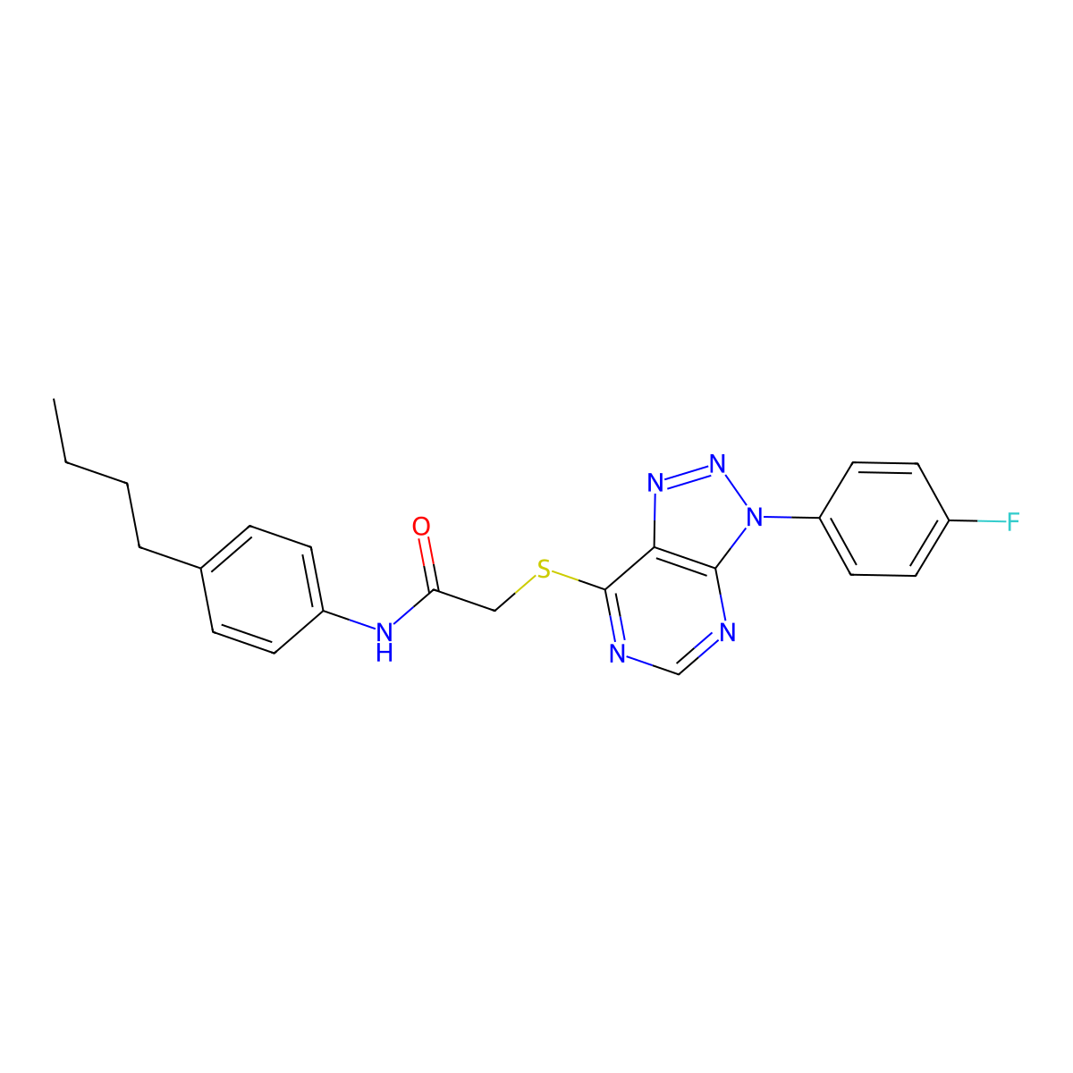 N-(4-butylphenyl)-2-((3-(4-fluorophenyl)-3H-[1,2,3]triazolo[4,5-d]pyrimidin-7-yl)thio)acetamide molecular structure, CAS 863459-95-4