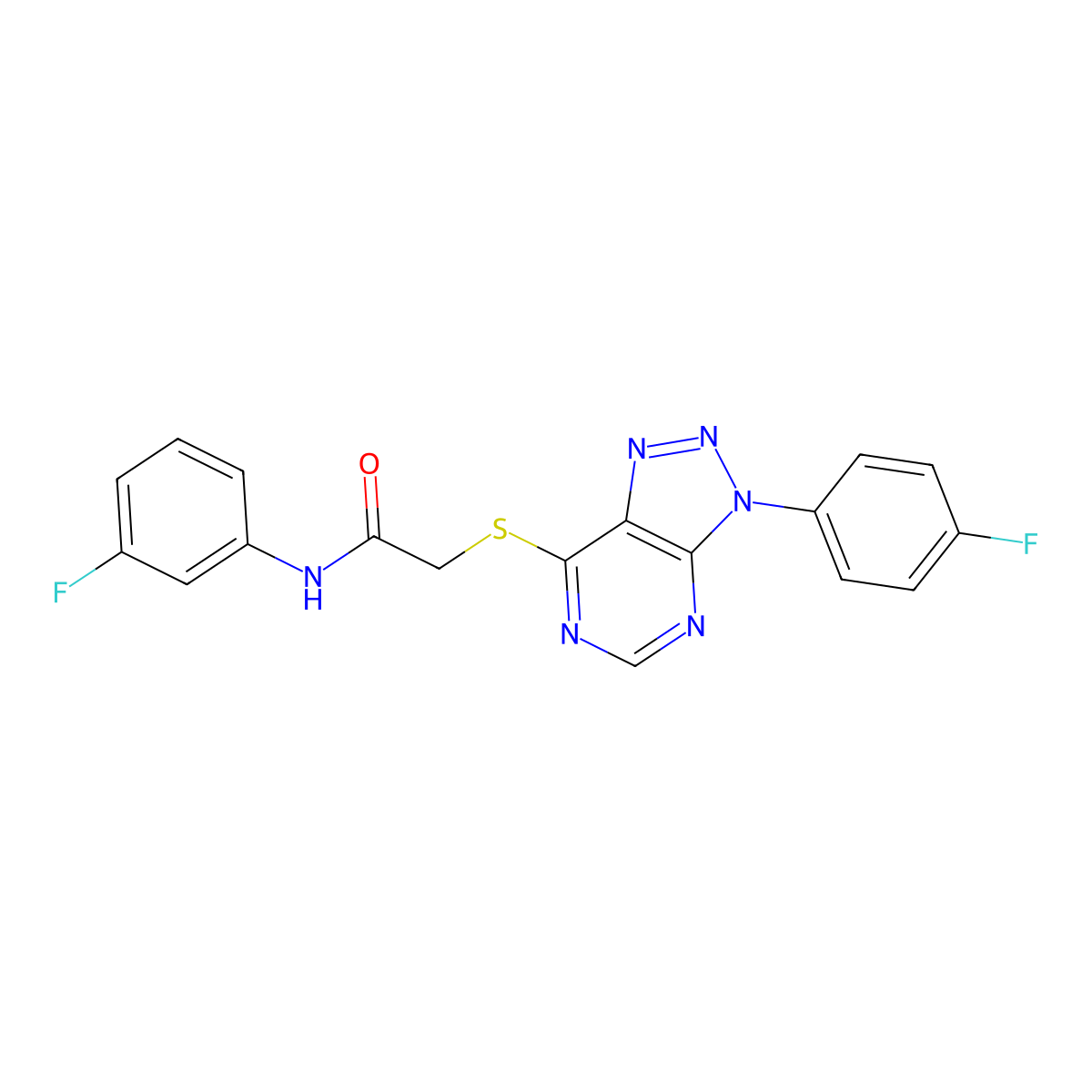 N-(3-fluorophenyl)-2-((3-(4-fluorophenyl)-3H-[1,2,3]triazolo[4,5-d]pyrimidin-7-yl)thio)acetamide molecular structure, CAS 863459-97-6