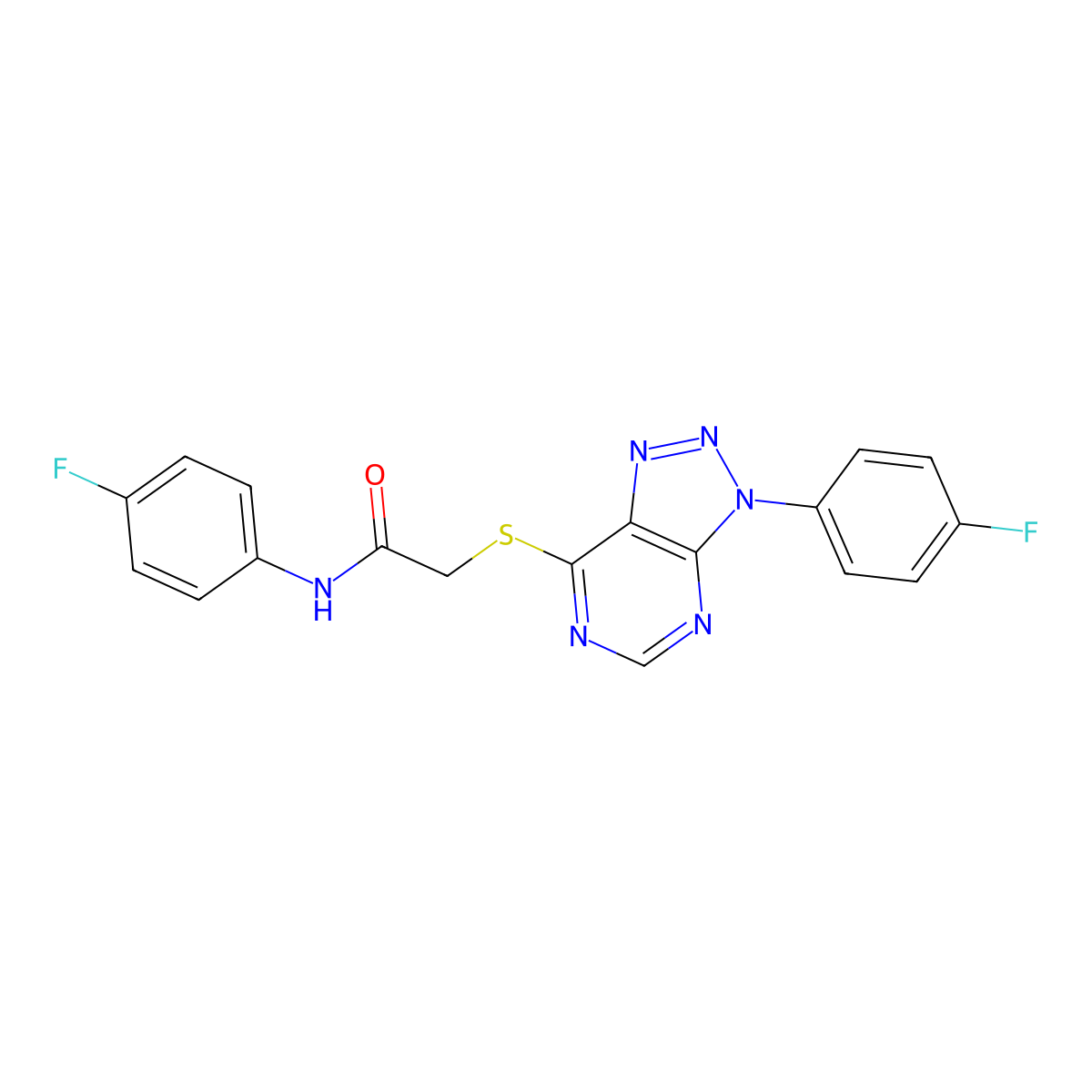 N-(4-fluorophenyl)-2-[3-(4-fluorophenyl)triazolo[4,5-d]pyrimidin-7-yl]sulfanylacetamide molecular structure, CAS 863459-98-7