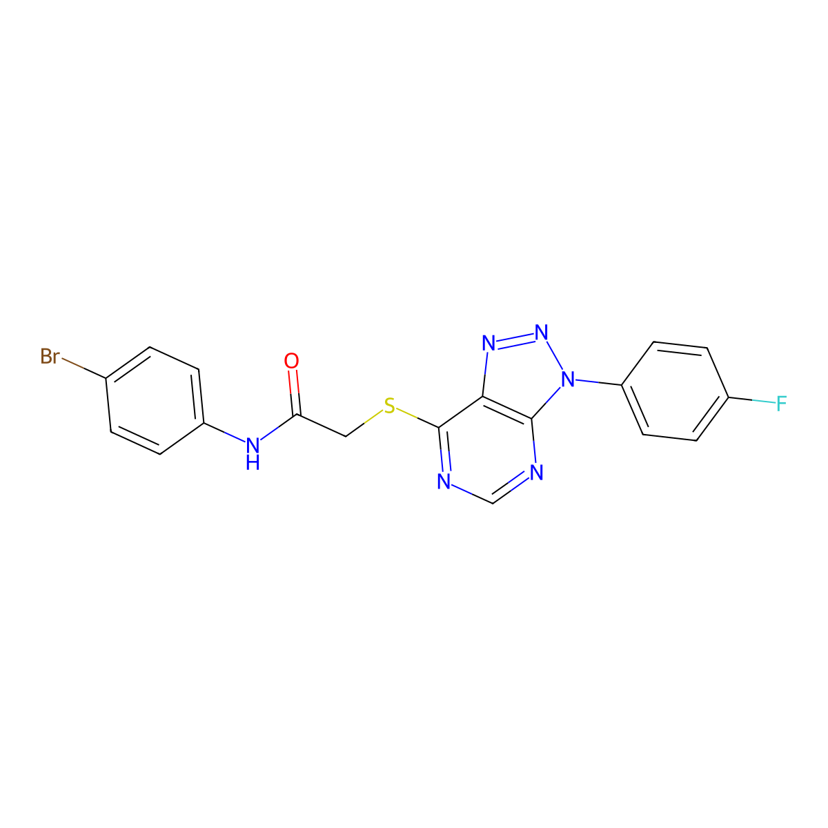 N-(4-bromophenyl)-2-((3-(4-fluorophenyl)-3H-[1,2,3]triazolo[4,5-d]pyrimidin-7-yl)thio)acetamide molecular structure, CAS 863460-01-9