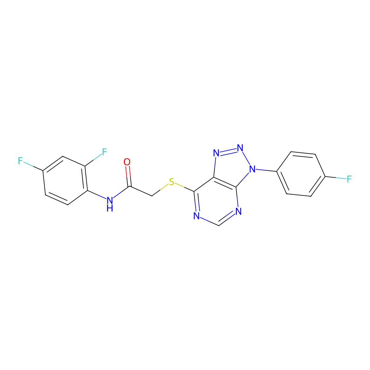 N-(2,4-difluorophenyl)-2-((3-(4-fluorophenyl)-3H-[1,2,3]triazolo[4,5-d]pyrimidin-7-yl)thio)acetamide molecular structure, CAS 863460-02-0