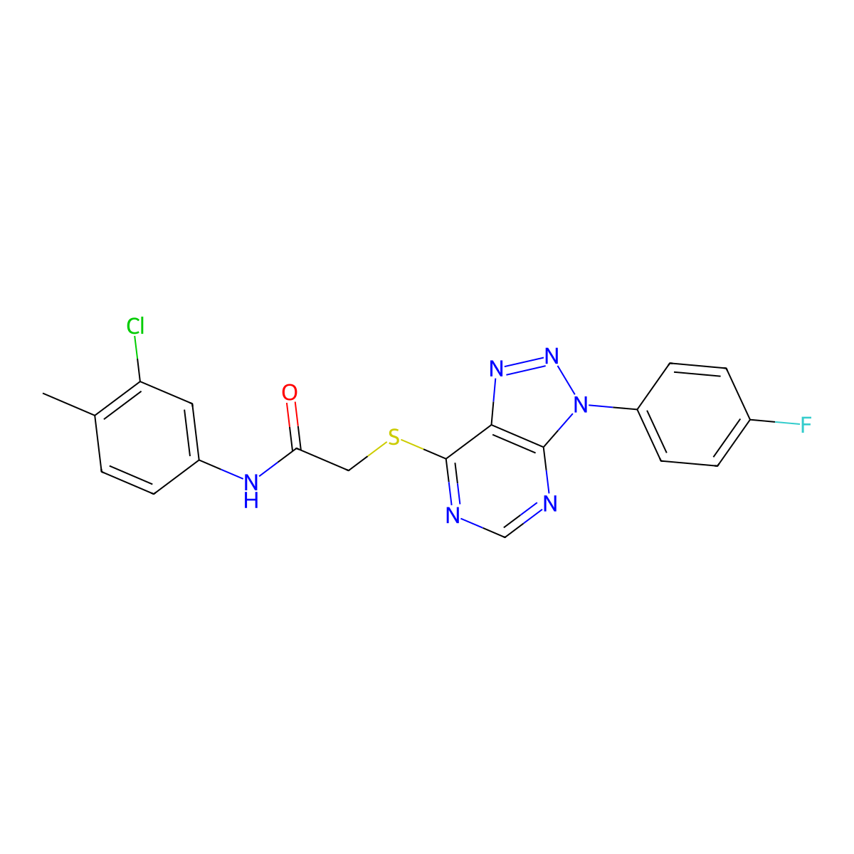 N-(3-chloro-4-methylphenyl)-2-((3-(4-fluorophenyl)-3H-[1,2,3]triazolo[4,5-d]pyrimidin-7-yl)thio)acetamide molecular structure, CAS 863460-03-1
