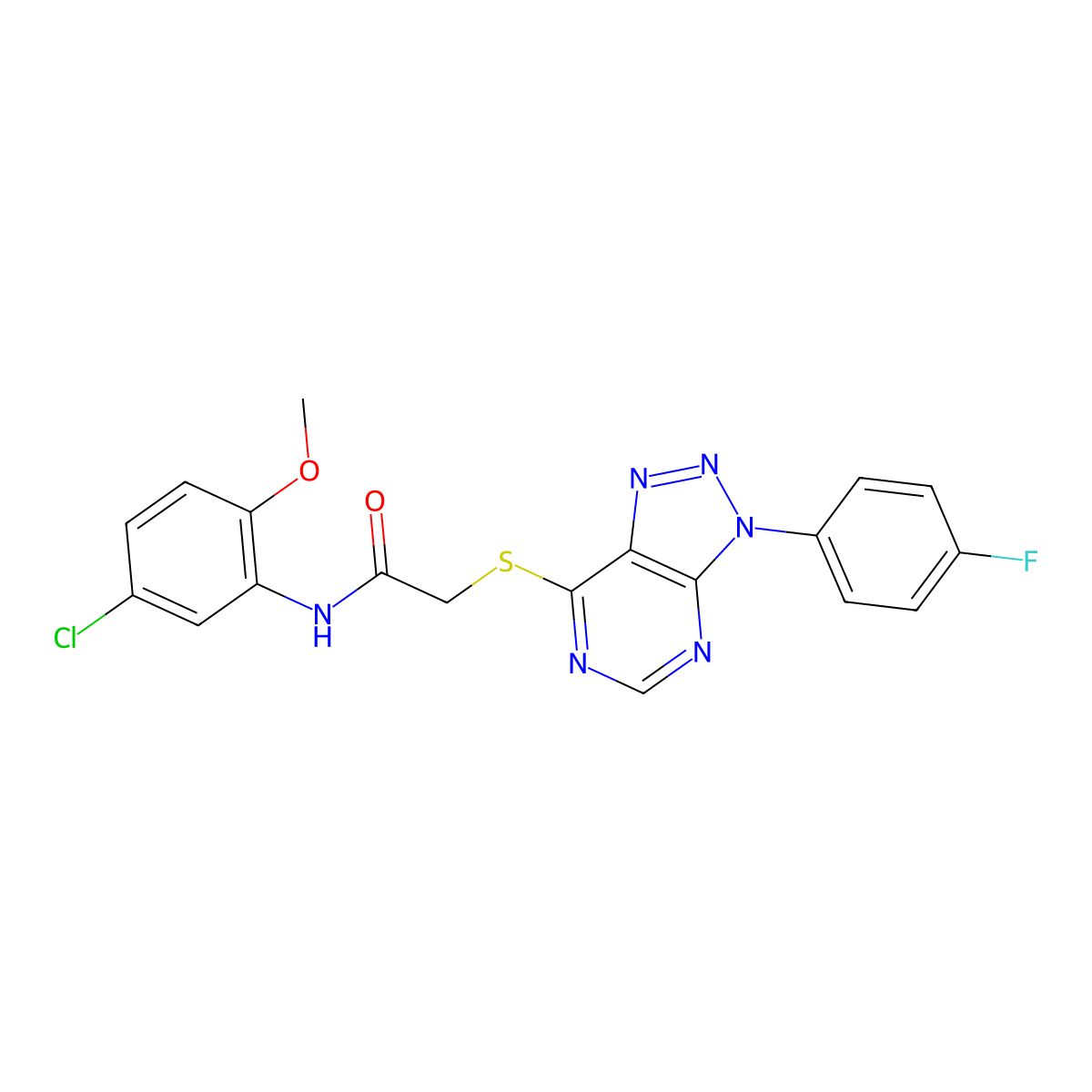 N-(5-chloro-2-methoxyphenyl)-2-((3-(4-fluorophenyl)-3H-[1,2,3]triazolo[4,5-d]pyrimidin-7-yl)thio)acetamide molecular structure, CAS 863460-04-2