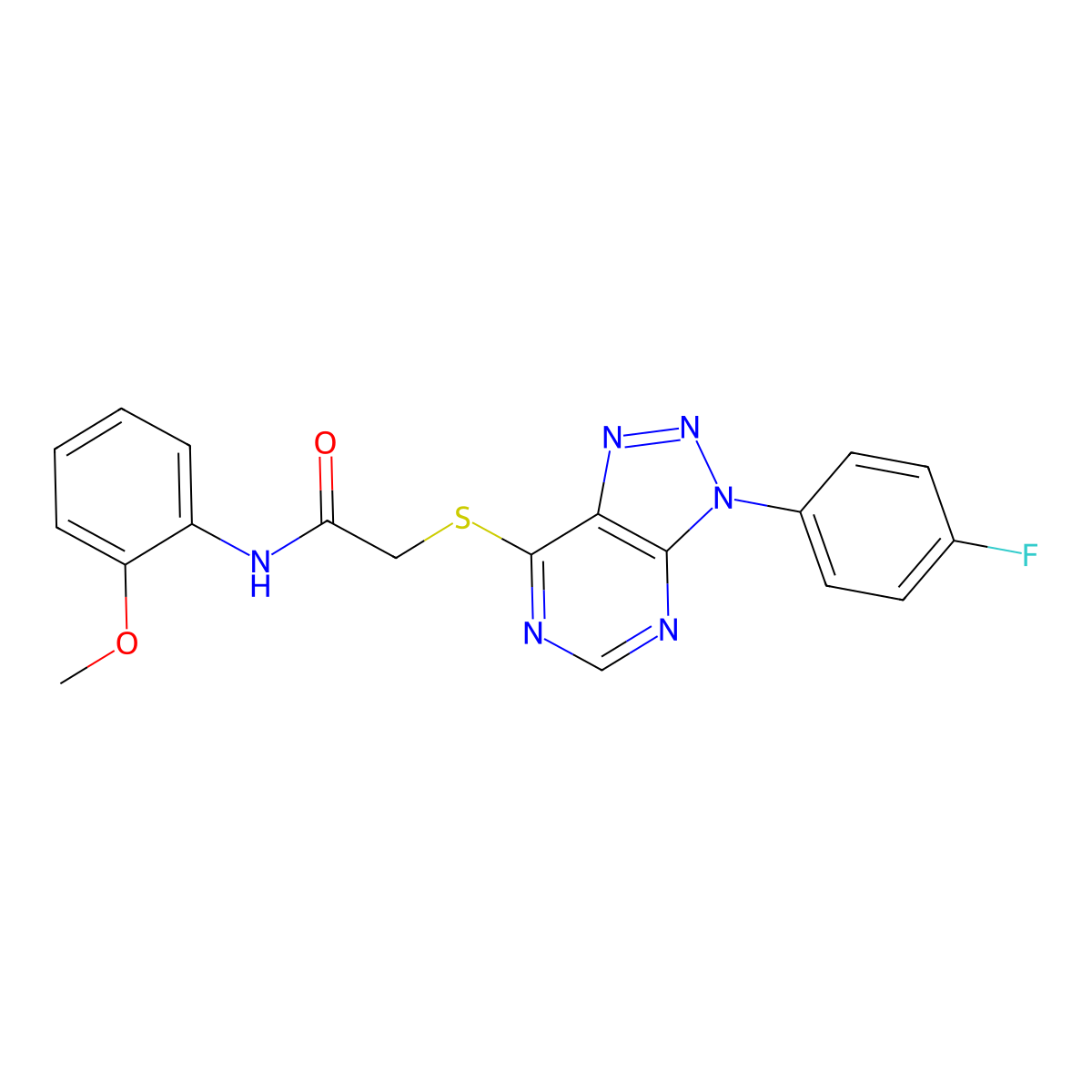 2-((3-(4-fluorophenyl)-3H-[1,2,3]triazolo[4,5-d]pyrimidin-7-yl)thio)-N-(2-methoxyphenyl)acetamide molecular structure, CAS 863460-05-3