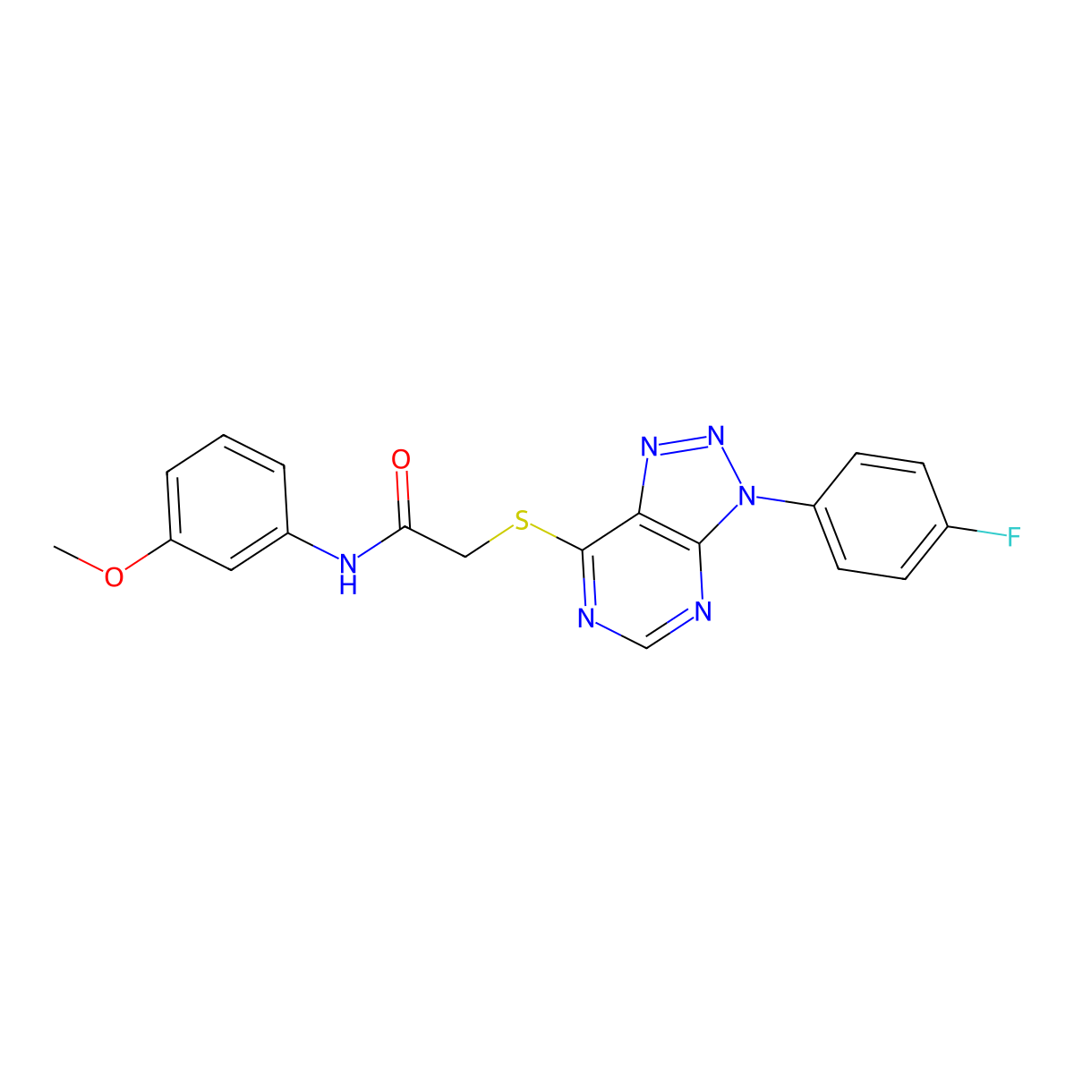 2-[3-(4-fluorophenyl)triazolo[4,5-d]pyrimidin-7-yl]sulfanyl-N-(3-methoxyphenyl)acetamide molecular structure, CAS 863460-06-4