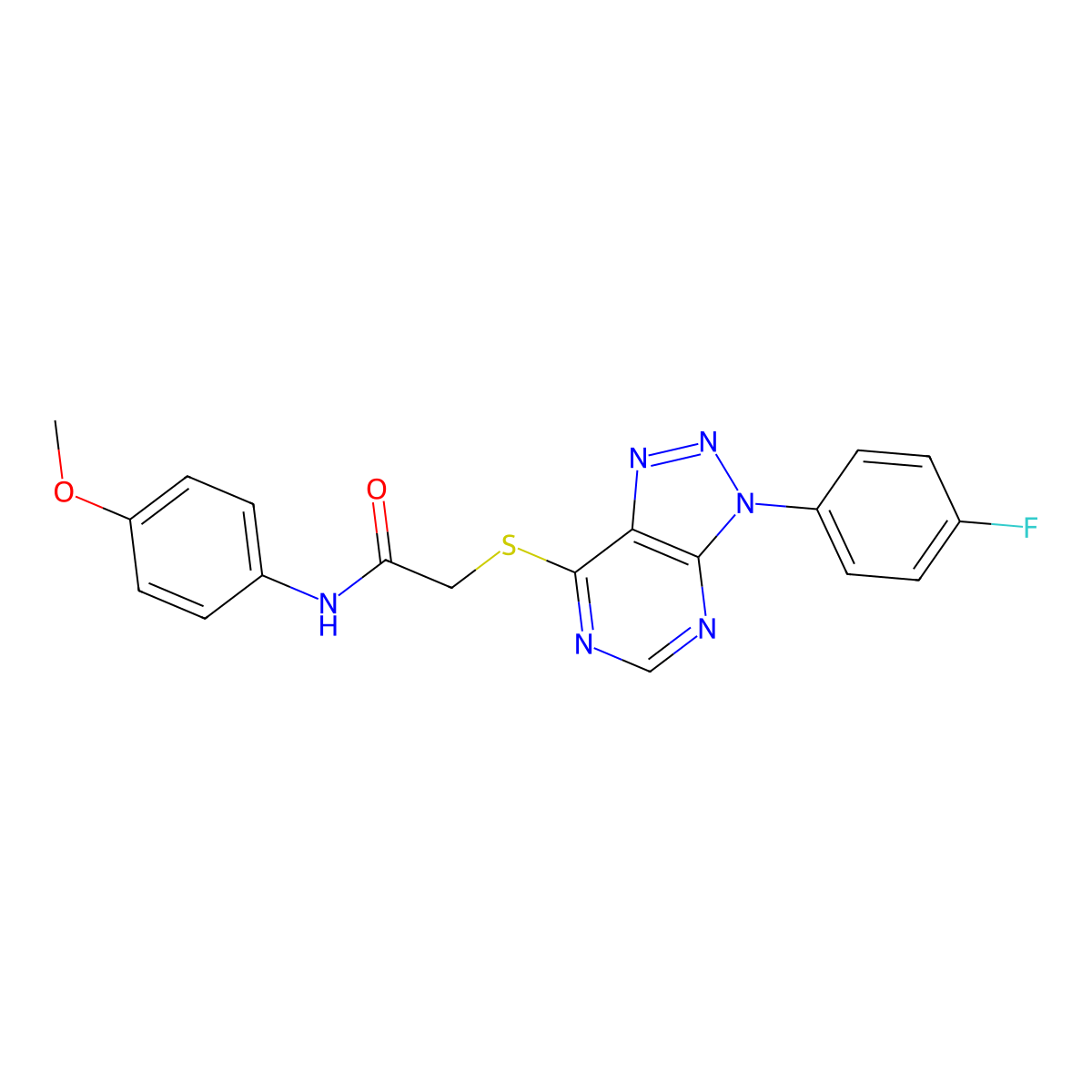 2-[3-(4-fluorophenyl)triazolo[4,5-d]pyrimidin-7-yl]sulfanyl-N-(4-methoxyphenyl)acetamide molecular structure, CAS 863460-07-5