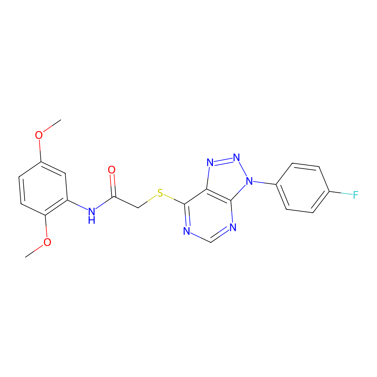 N-(2,5-dimethoxyphenyl)-2-((3-(4-fluorophenyl)-3H-[1,2,3]triazolo[4,5-d]pyrimidin-7-yl)thio)acetamide molecular structure, CAS 863460-11-1