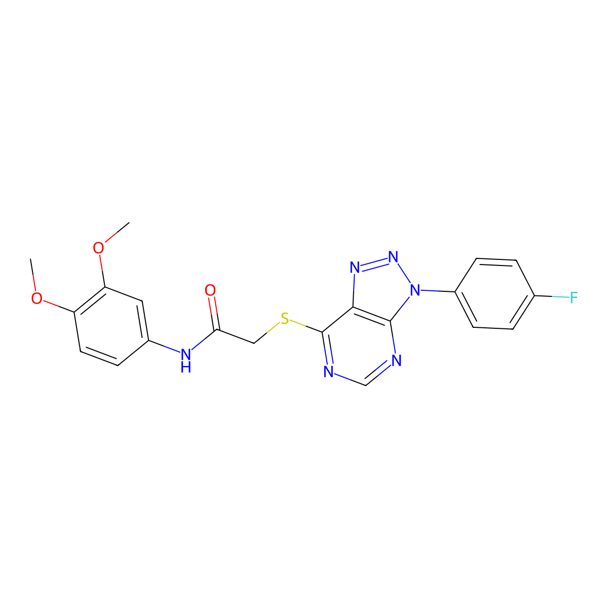 N-(3,4-dimethoxyphenyl)-2-((3-(4-fluorophenyl)-3H-[1,2,3]triazolo[4,5-d]pyrimidin-7-yl)thio)acetamide molecular structure, CAS 863460-12-2